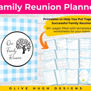 Family Reunion Planner PDF in Blue Printable and Fillable Worksheets ...