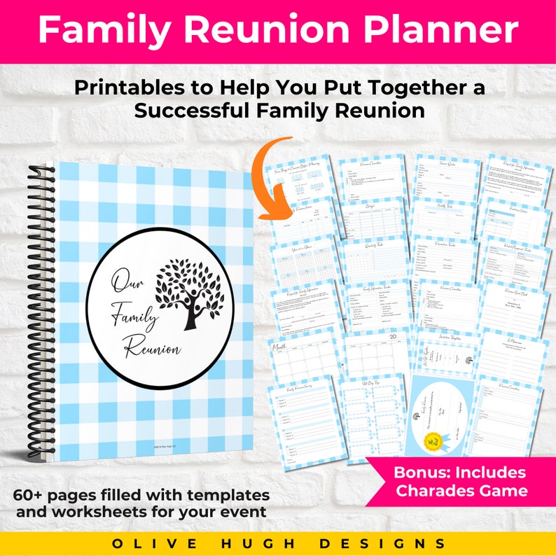 Family Reunion Planner PDF in Blue • Printable and Fillable Worksheets ...