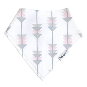 Organic Baby Bib Baby Girl Bandana Bib Pink Grey Arrows Triangles Bib Baby Gift Drool Bib Baby Shower Gift Bandana Bib Organic Cotton Bib