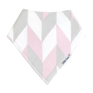 Organic Baby Bib Baby Girl Bandana Bib Pink Grey Herringbone Bib Baby Gift Drool Bib Baby Shower Gift Bandana Bib Organic Cotton Bib
