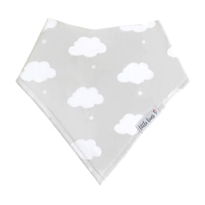 Organic Baby Bib Baby Girl Boy Unisex Bandana Bib Grey Clouds Stars Bib Baby Gift Drool Bib Baby Shower Gift Organic Cotton Bib