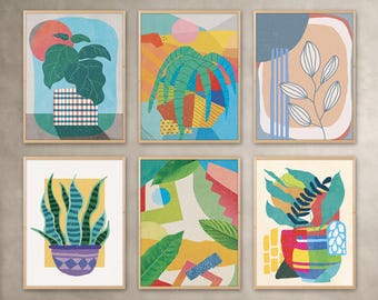 6 Plants Posters Bundle, Plants Wall Art Gallery Set, Nature Home Decor, Modern Prints, Plants Decor Wall Art Prints, Printable Wall Art