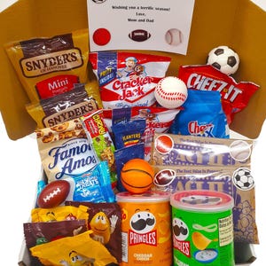Sports Snack Box with Customizable Card, Great for Athletes, Fans, Team Events, and Parties, Snack & Candy 4 Sizes to Choose from