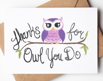 Cartão de agradecimento em forma de coruja: presente de agradecimento ao professor (download digital)