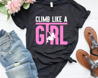 Climb Like a Girl Youth Short Sleeve T-Shirt - Rock Climbing Shirt - Girl Climbing Shirt - Kids Climbing Shirt