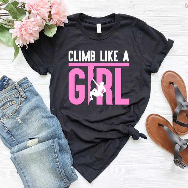 Climb Like a Girl Youth Short Sleeve T-Shirt - Rock Climbing Shirt - Girl Climbing Shirt - Kids Climbing Shirt