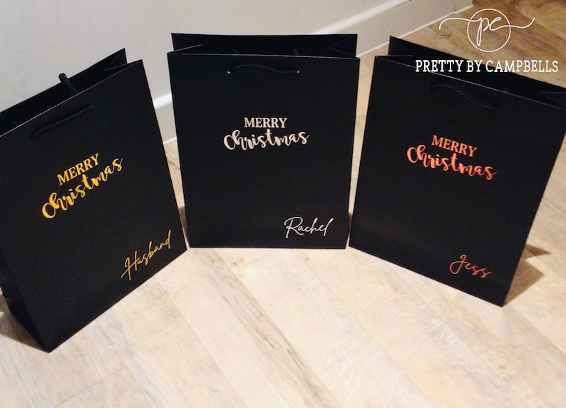 Luxury Personalised Christmas Gift Bag with rope handles