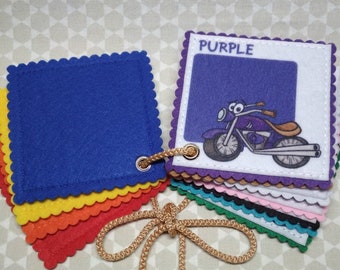 Felt Car Color Learning Flash Cards: Toddler Educational Toy