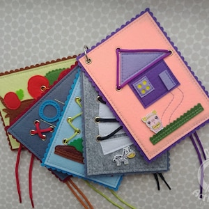 Schnürkarten Feinmotorik, Feinmotorik Spielzeug für Kleinkinder, Mini Quiet Book, Kleinkind Reisespielzeug, Montessori Feinmotorik Praxis