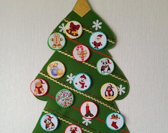 Foldable Christmas Tree with 20 Ornaments, Toddler Christmas Tree, Wall Felt Christmas Decoration, Montessori Kids Christmas Toy, Xmas Decor