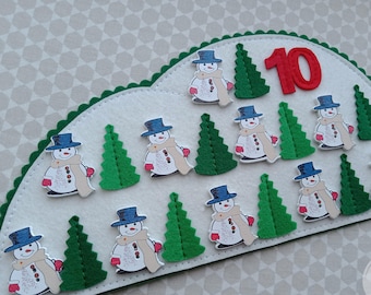 Christmas Snowdrifts Preschool Matching Game, Learn to count to 10 Felt Activity with Wooden Buttons, Christmas Montessori Classroom