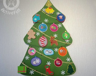 4-Parts Wall Felt Christmas Tree, Toddler Felt Christmas Tree, Montessori Christmas Activity, Foldable Christmas Tree, Kids Christmas Toy
