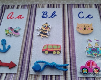 Cursive Alphabet Matching Mat with 78 Wooden Trinkets: Montessori Learning ABC