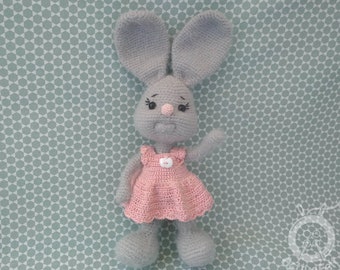 Crochet Bunny Doll: Amigurumi Stuffed Animal Toy with Removable Dress