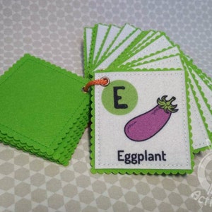 Cartes ABC de fruits et légumes, apprentissage de l'alphabet en majuscules pour les tout-petits, cartes mémoire de l'alphabet pour enfants, activité préscolaire, alphabet en feutre anglais