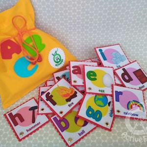 Cartes flash de l'alphabet en minuscules, apprentissage de l'alphabet anglais, cartes flash ABC, école à la maison préscolaire maternelle, ABC pour enfants, alphabet en feutre