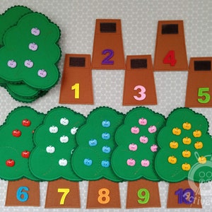 leaning numbers toddler count activity with 10 apple trees