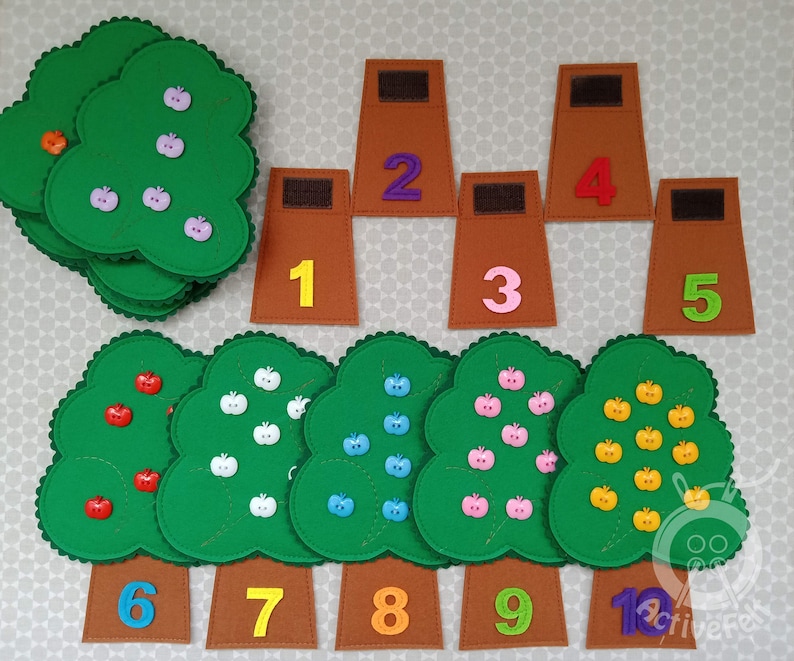 leaning numbers toddler count activity with 10 apple trees