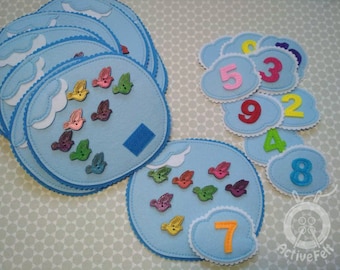 1-10 Pigeon Counting Activity: Montessori Number Spring Matching Game, Toddler Numbers Learning Toy