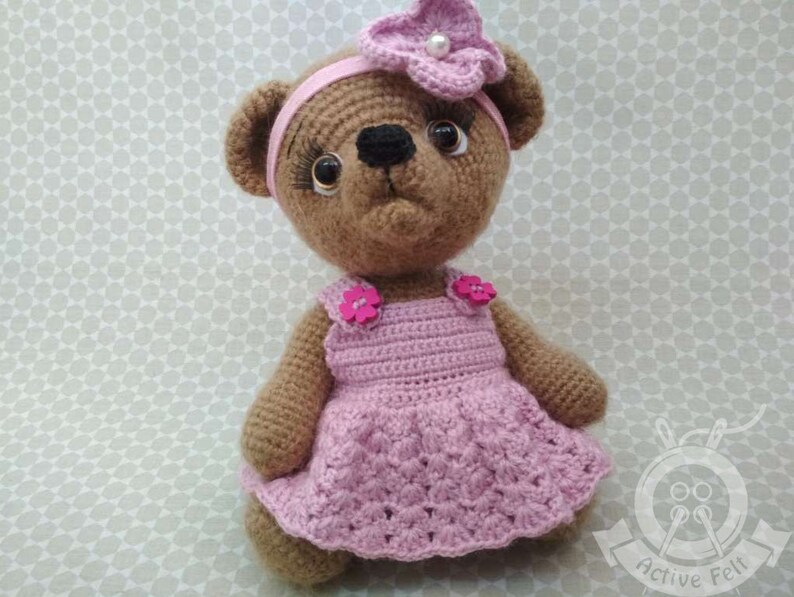 Crochet Bear Amigurumi Soft Baby Toy Knitted Bear Toy Toddler Gift Knitted Baby Bear Toy Stuffed Animal Doll