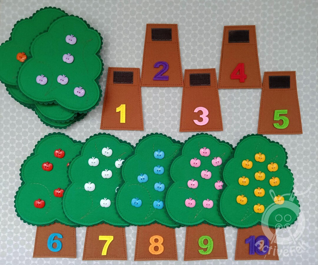 Felt Apple Tree Number Matching Game: Montessori Toddler Learning ...