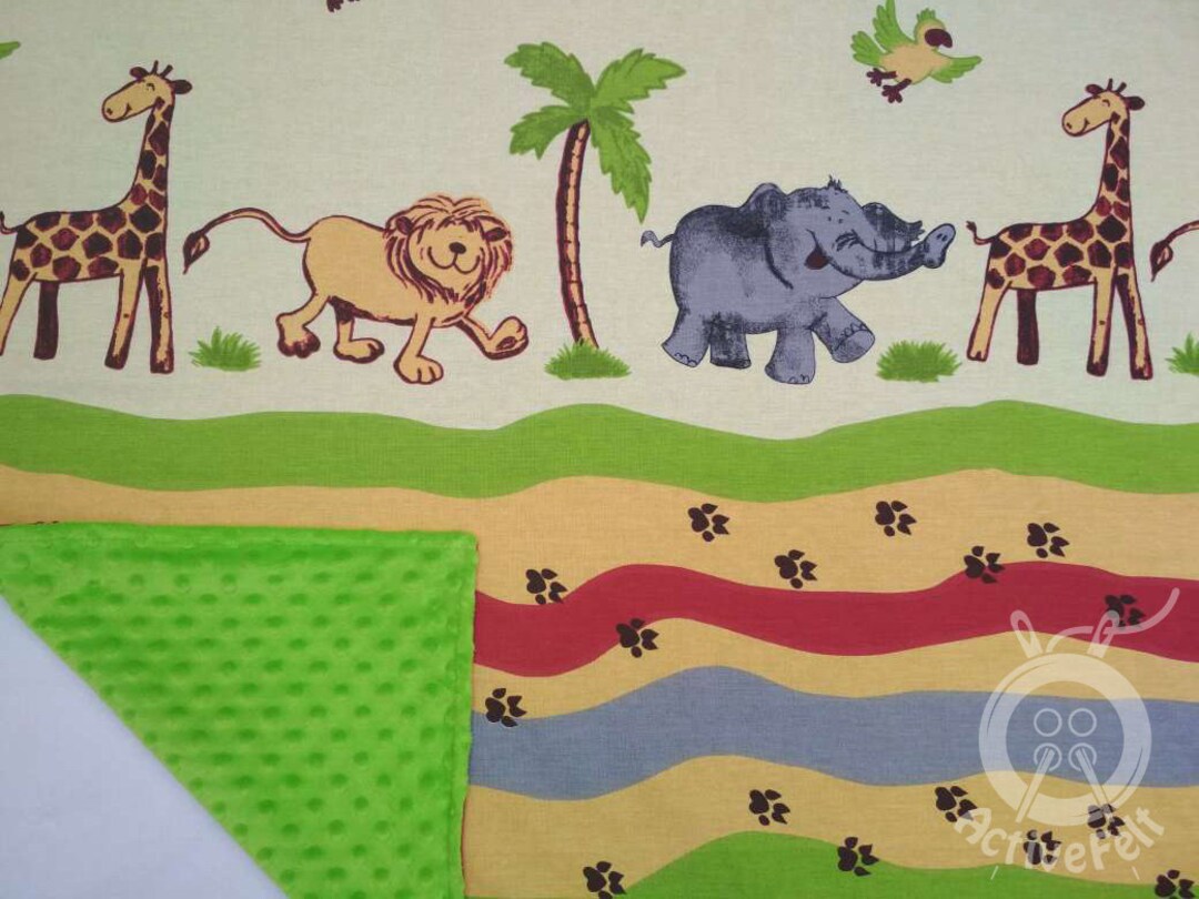 Safari Baby Blanket Baby Minky Blanket Animal Design Baby Etsy