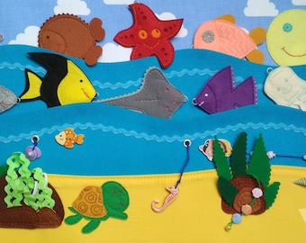 Magnetic Fishing Game, Toddler Learning Felt Toys, Fine Motor Educational Activity, Sensory Toy, Felt Fishing Busy Book