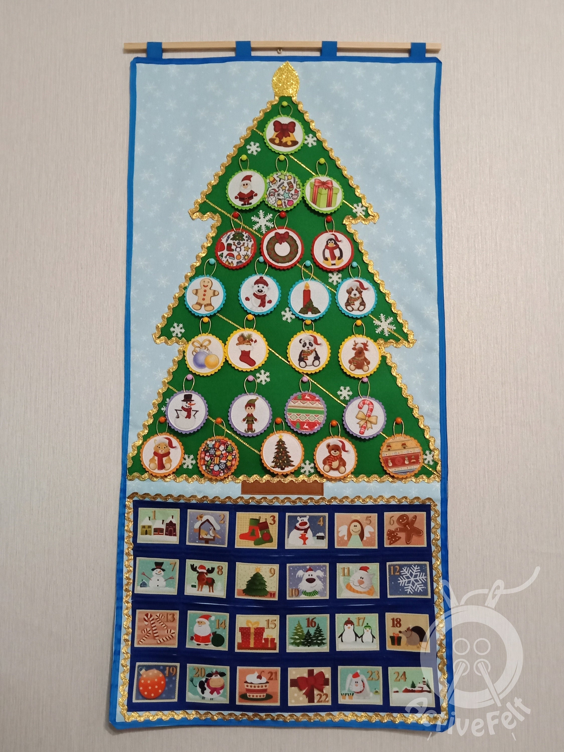 Christmas Advent Calendar With Pockets Fabric Advent - Etsy