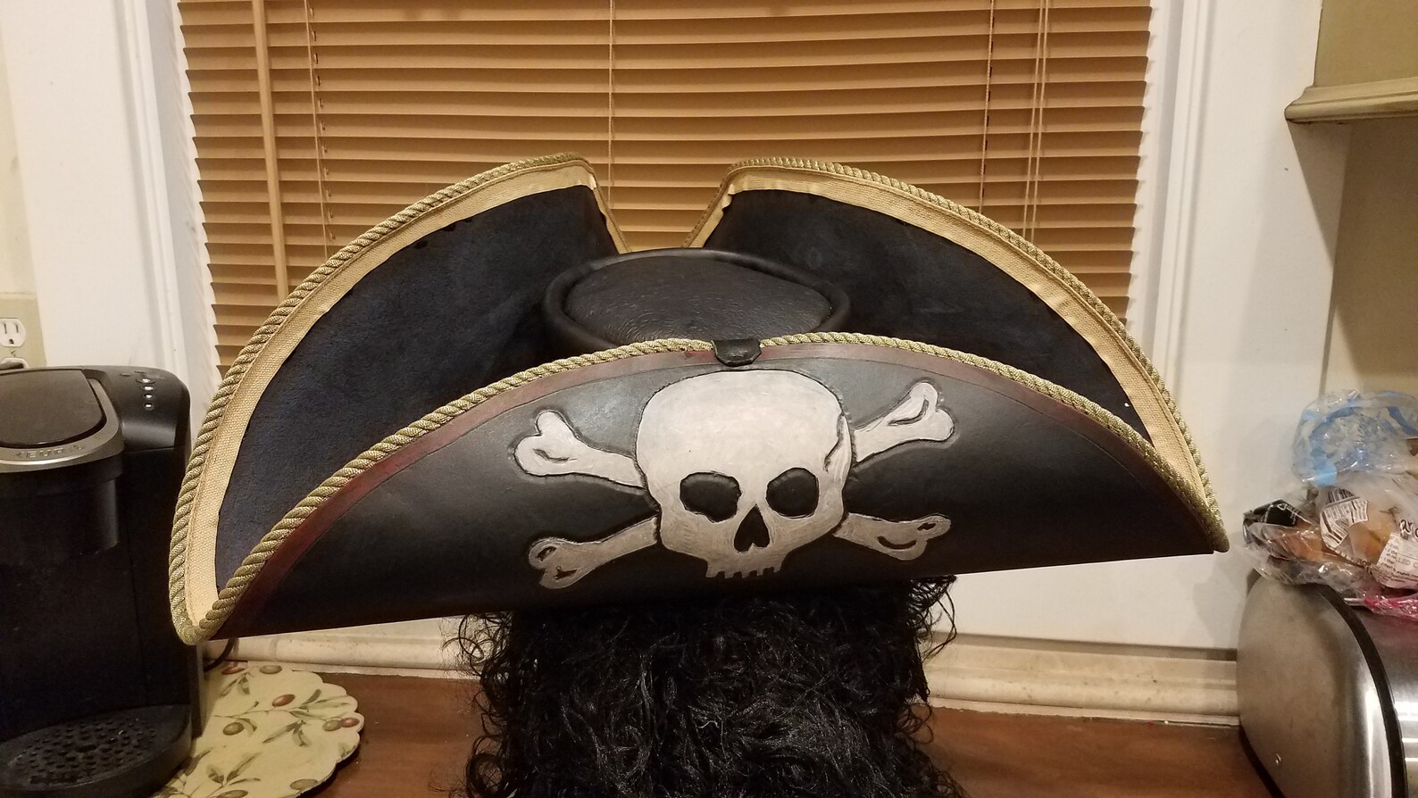 Hand tooled leather tri corner pirate hat | Etsy