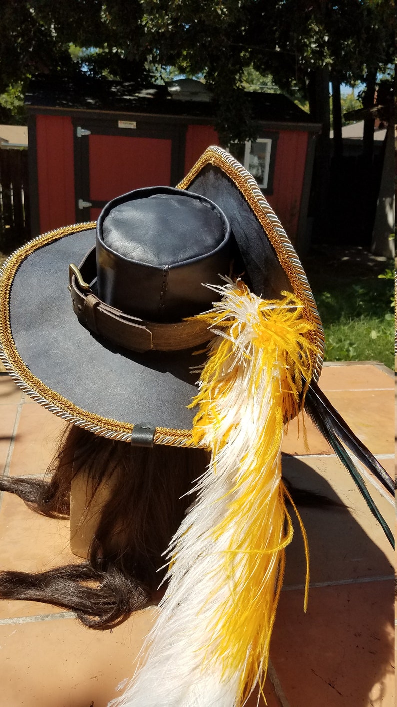 Hand tooled leather ship/kraken cavalier pirate hat Etsy