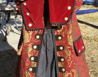 Red ,gold, and black pirate coat