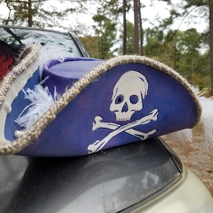 Purple bi corner leather pirate hat