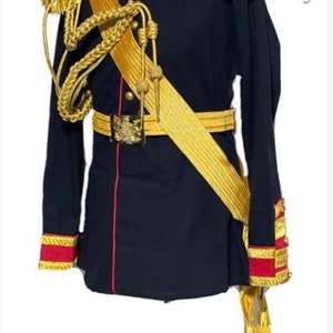 Victorian diplomatic uniform 5pcs Black/Red ceremonial officer Jacket with shoulder accessories belt,Gold Sash