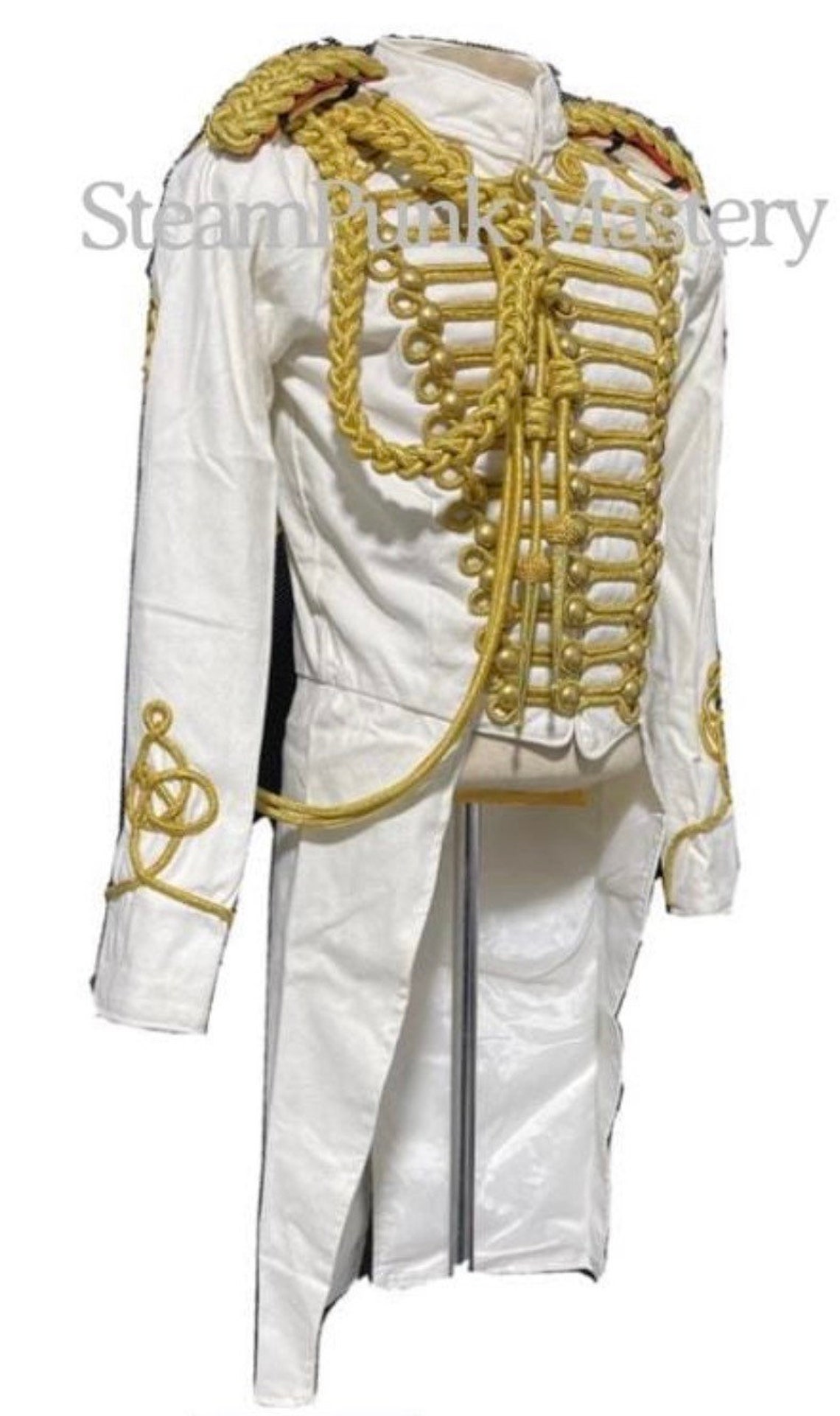 3pcs Hussar Natural White Tail Coat With Aiguillette & Etsy