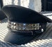 Industrial Black leatheret hat with metal pyramid spikes in 57,58,59cm 