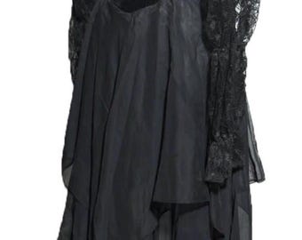 Raven Mortician black light weight summer coat with  front  fasteners with fringes cuffs