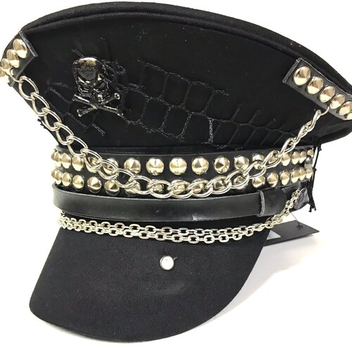 Industrial Punk Gothic Cotton Military Hat With Black Etsy