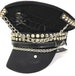 Industrial punk, Gothic cotton Military hat with black skull,studs and chains in 57,58,59cm 