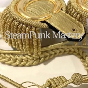 High standards Ceremonial Hussar Jacket accessories , Epaulettes ,brass studs with full length Aiguillette in Gold colours