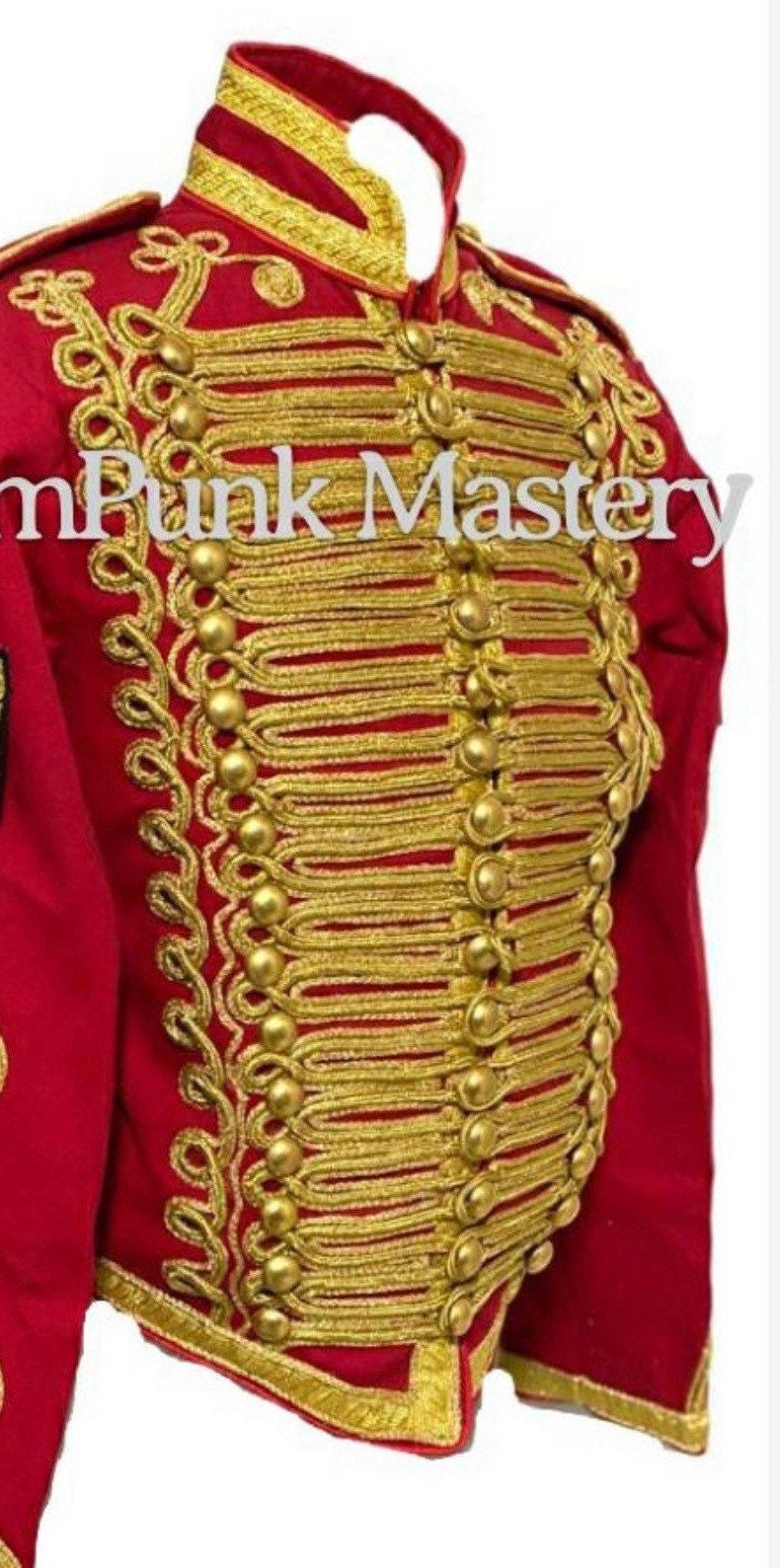 Red Blazer Gold Shoulder Epaulettes, Gold Fringe Marching Band Epaulete -  Hussar Military Jackets