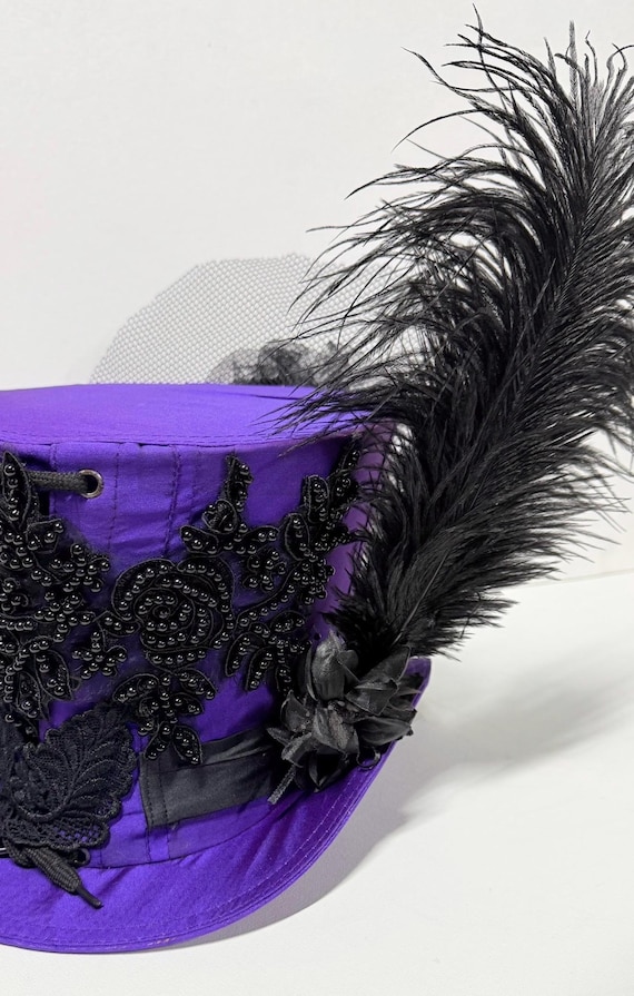 Purple  Handmade Victorian Gothic Hat with back bustle
