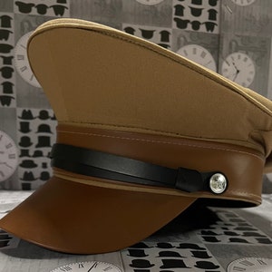 Steampunkpunk, gotisch bruin katoenen militaire hoed 56,57,58,59 cm