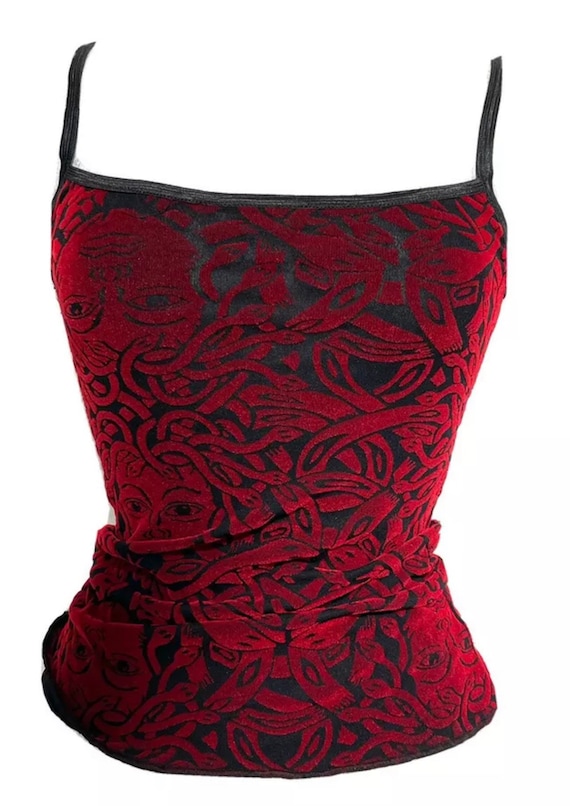 Raven Gothic Red Medusa Cami Top Size to Fit Bust 34”36”38