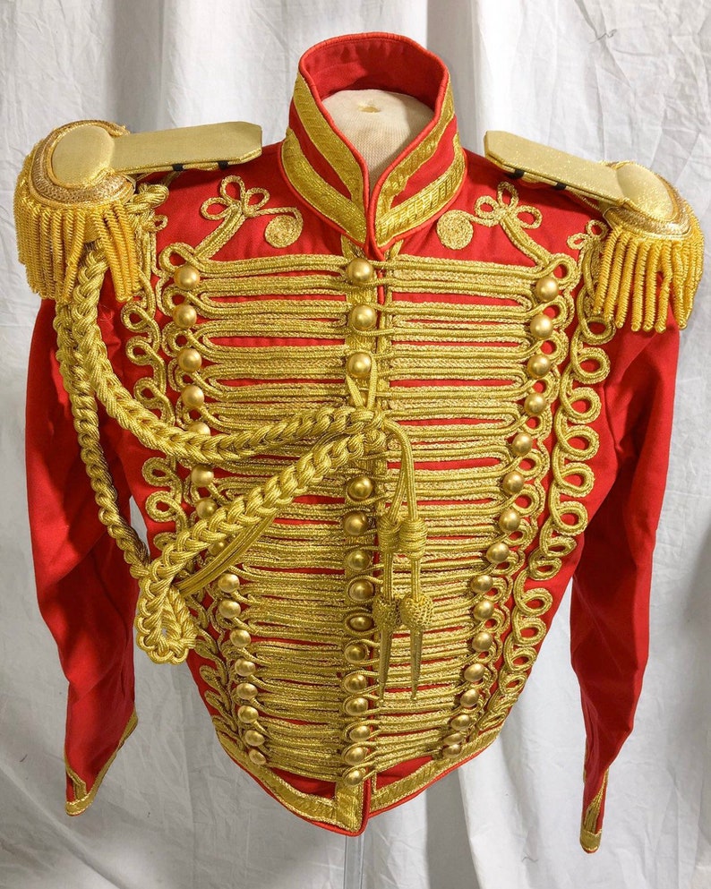 Mens General Hussar Red Jacket with gold cord braids at front Etsy
