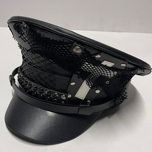 Black military hat with rhinestone trim main image 1