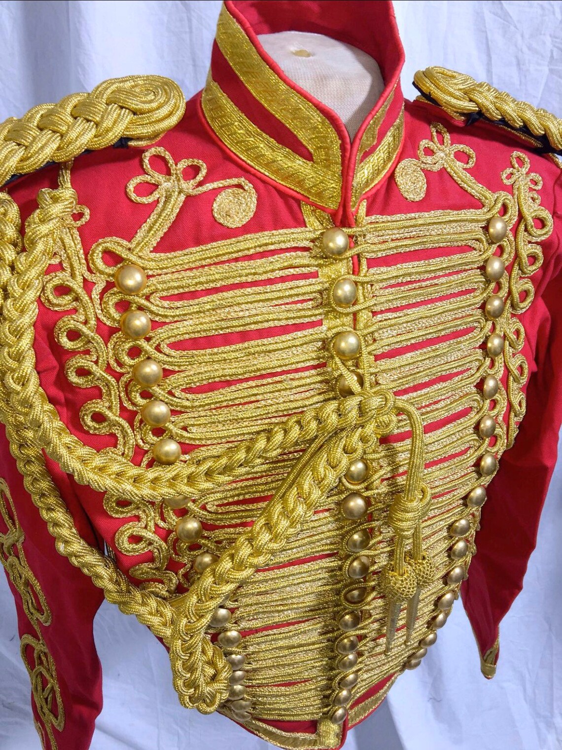 Mens imperial Hussar Red Jacket with gold cord braids at front Etsy