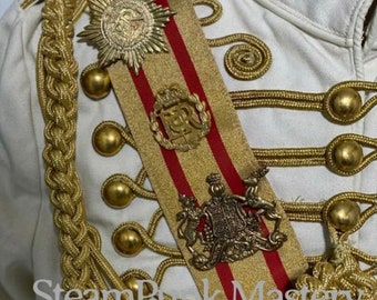 軍将校用アクセサリーセット：金色の肩章、サッシュ、勲章 - 5点セット