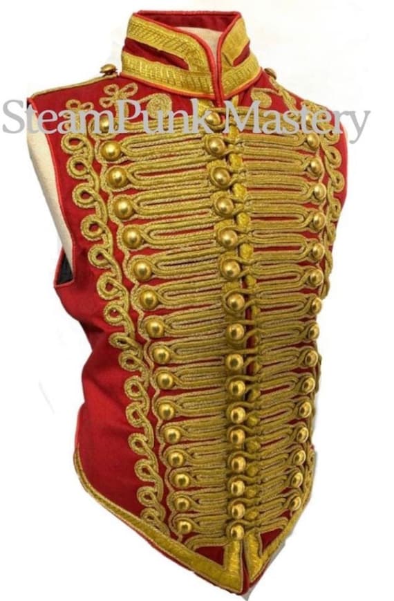 Ceremonial Military Army Red With Gold Braiding Hussar Waistcoat With Brass Buttons to Fit Chest Size 38 40 S 40m 42L 44XL Etsy UK