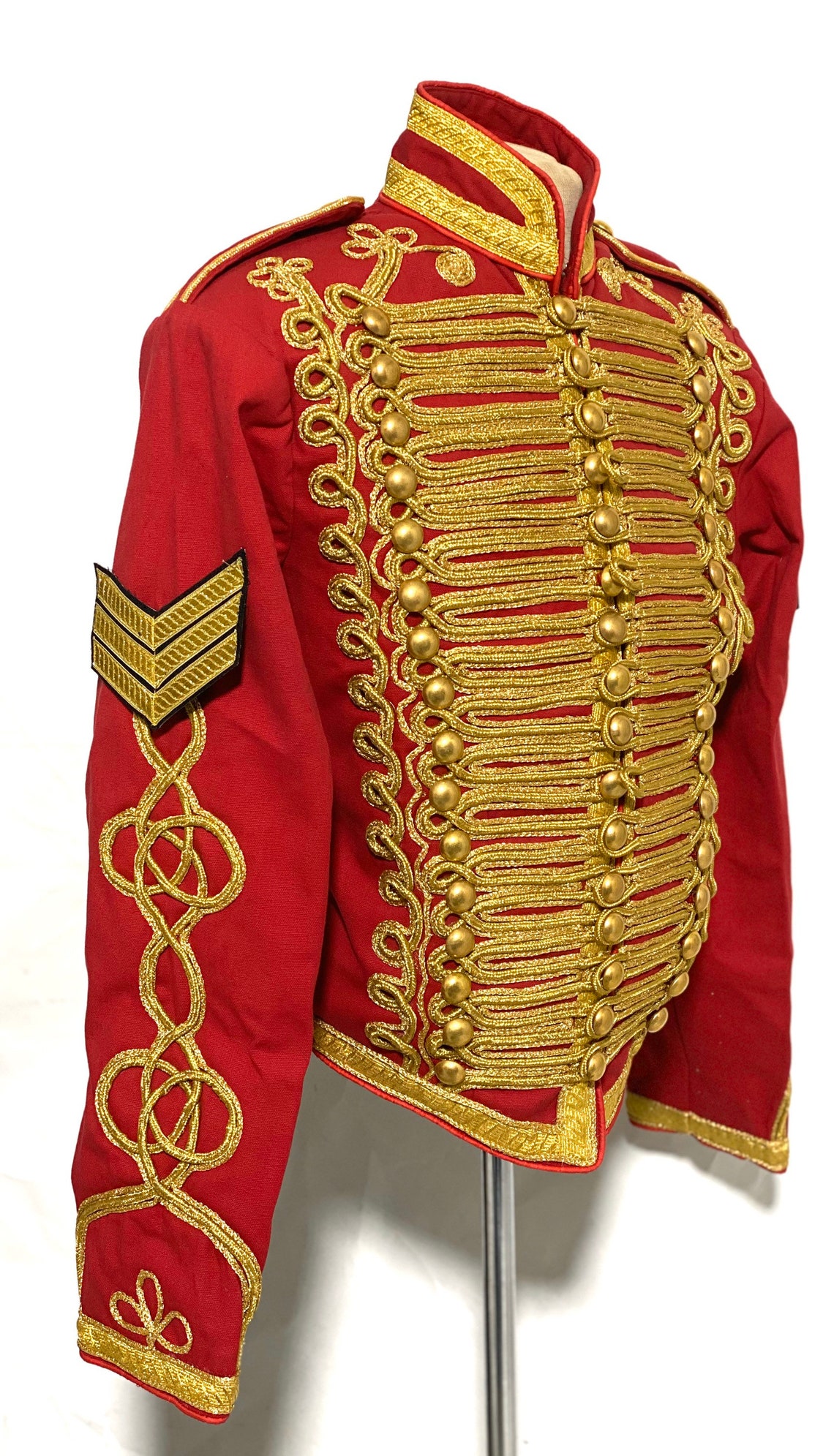 3 pcs Men's Ceremonial Gold Braiding Hussar Jacket Red in Etsy