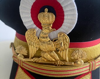 制帽　米軍佐官冬季用　7-1/8(57cm) Hussar Black Military Hat With Brass Badges Details in 56,57